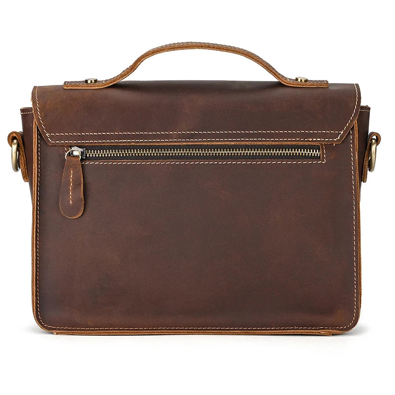 Vintage Crazy Horse Leather Men's Shoulder Crossbody Travel Bag
