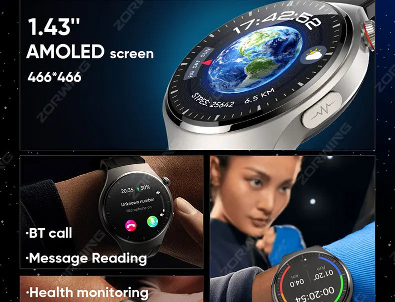 MT200 Smart Watch AMOLED ECG PPG Heart Rate BP Temp Fitness Tracker