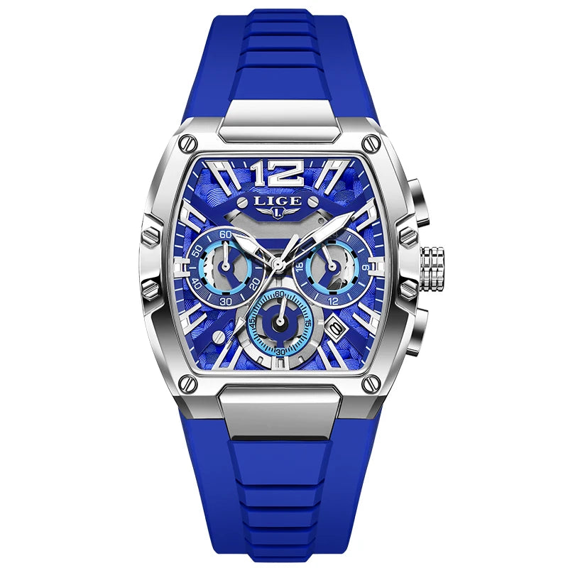 Men’s Sport Chronograph Watch with Calendar & Silicone Strap Quartz