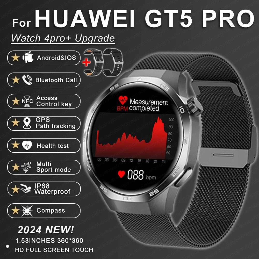 Huawei GT5 Pro Max Smart Watch – Advanced GPS & Health Smartwatch for Men