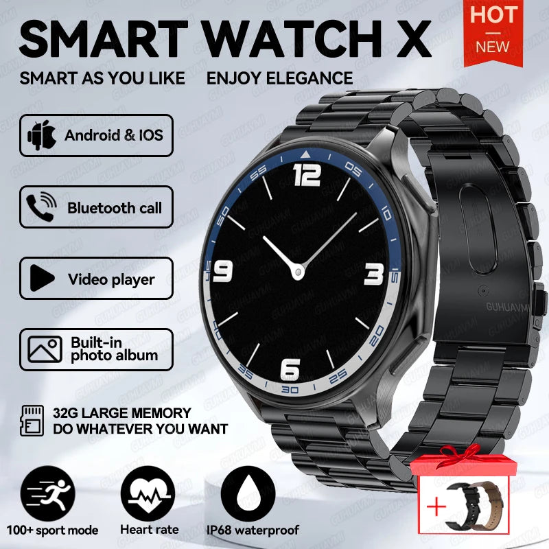 Men’s 32GB Smart Watch AMOLED 1.43'' Bluetooth Call Fitness