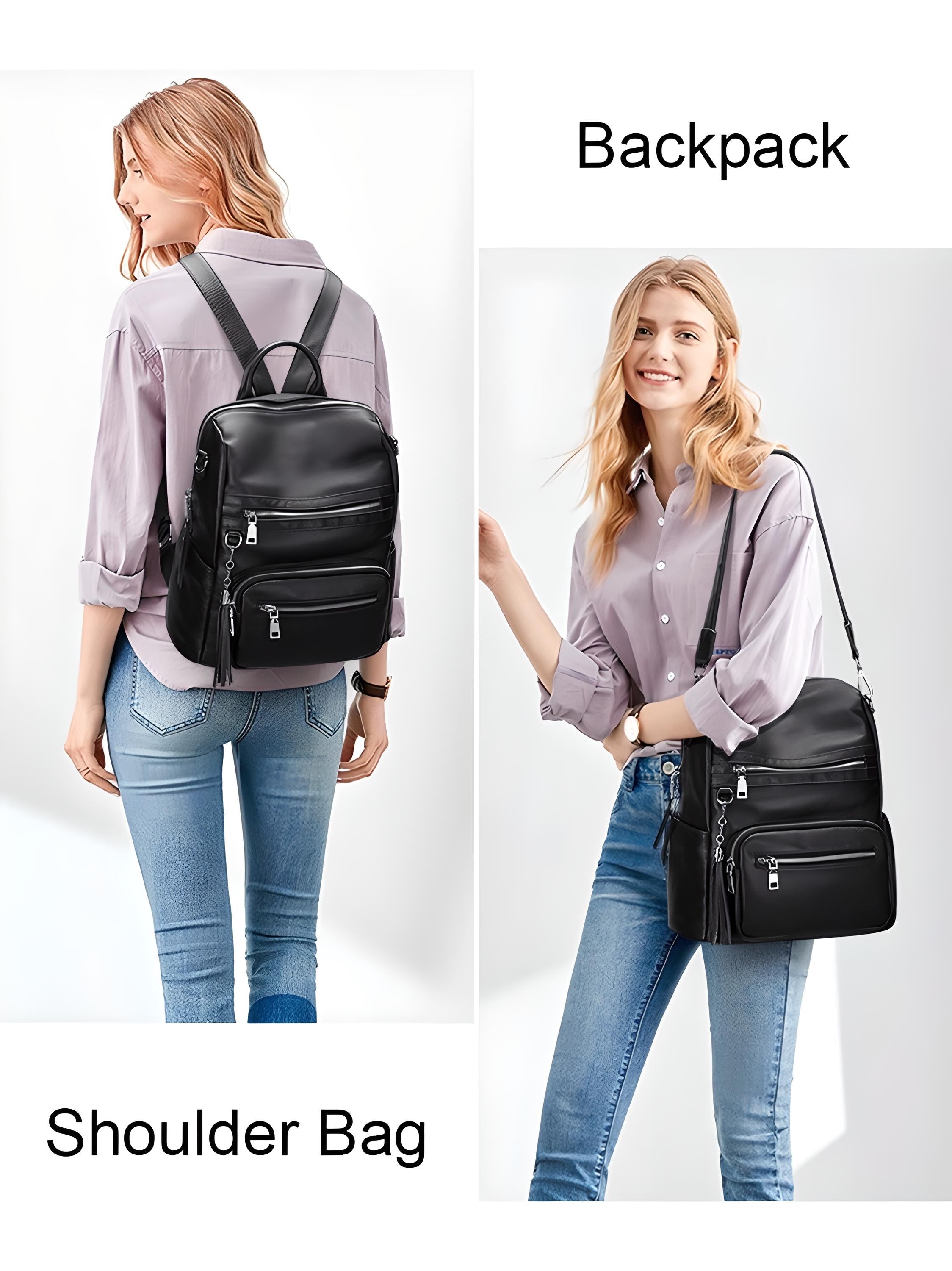 Genuine Leather Crossbody Backpack for Women