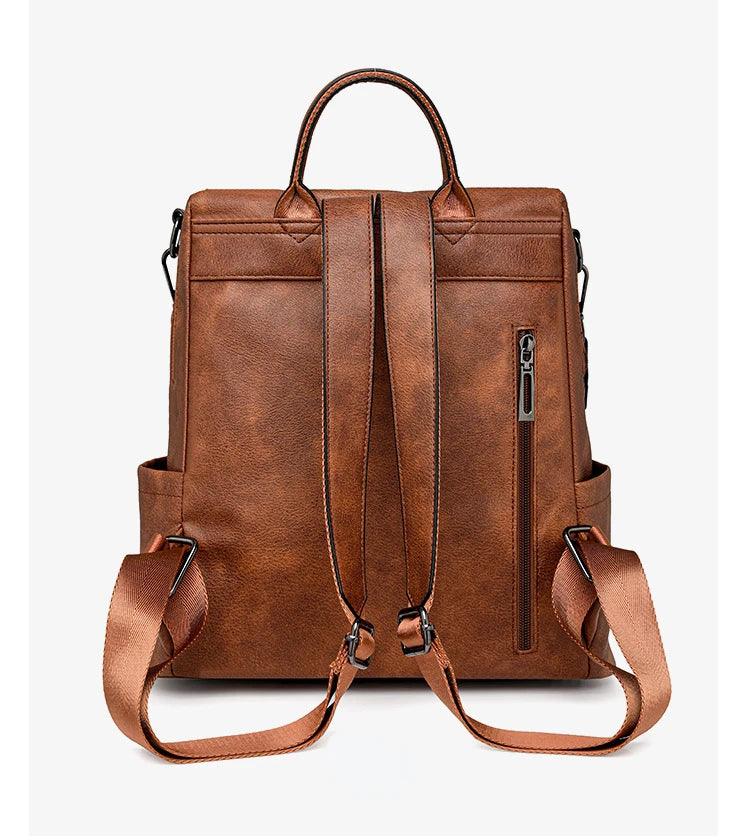 Large Leather Backpack for Women Travel Fashion Shoulder Bag With Tassel Purse