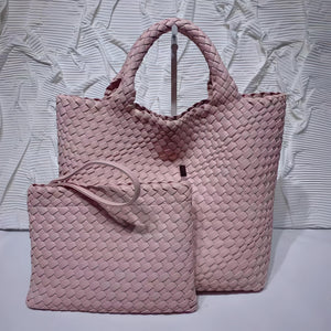 Soft PU Leather Woven Tote Handbag