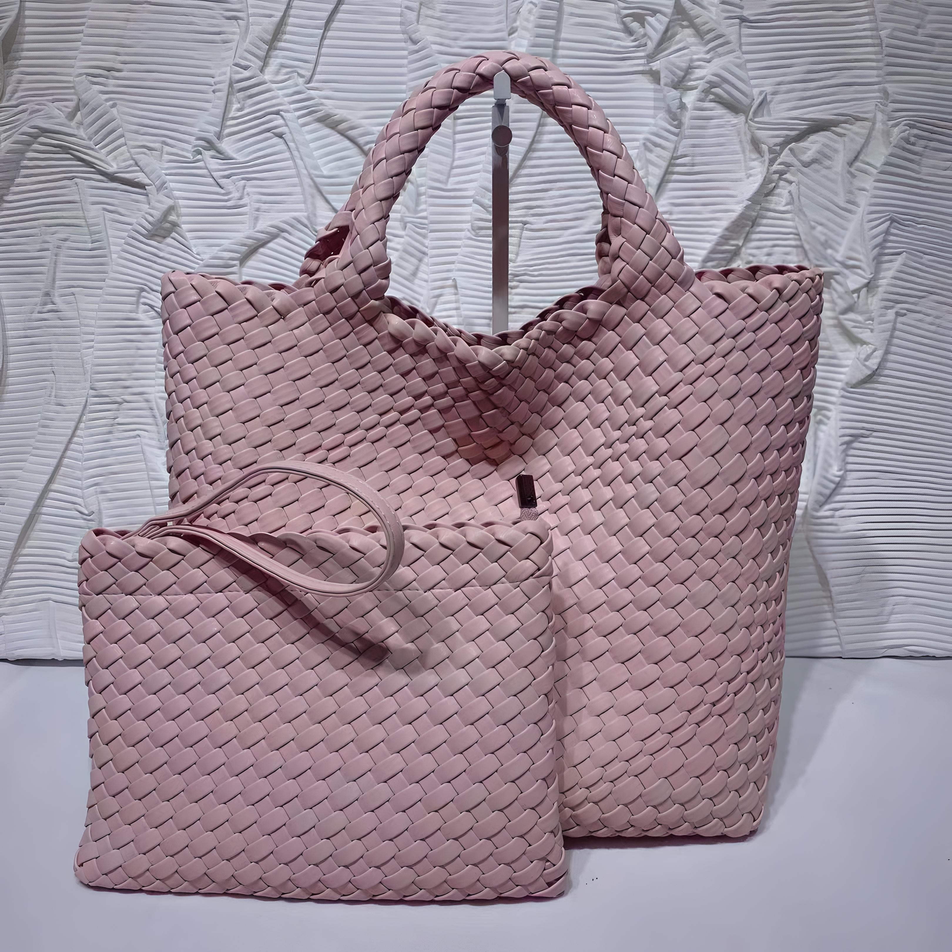 Soft PU Leather Woven Tote Handbag