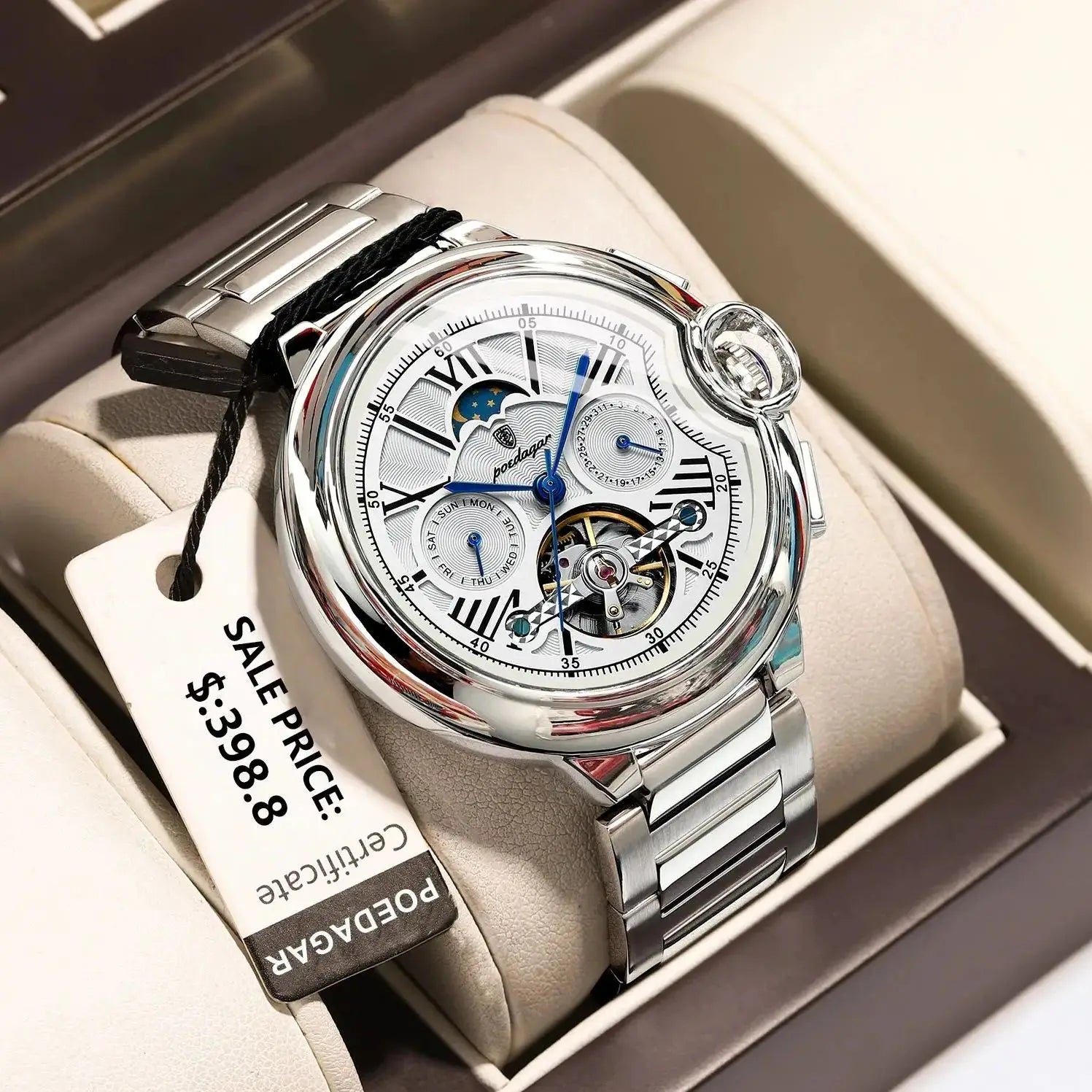 Luxury Men’s Automatic Tourbillon Watch – Waterproof & Stainless Steel