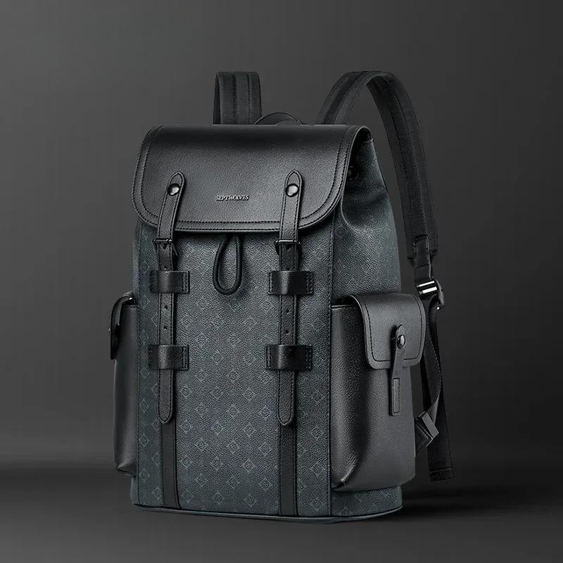 Septwolves Business Leather Backpack | Waterproof Laptop Travel Bag