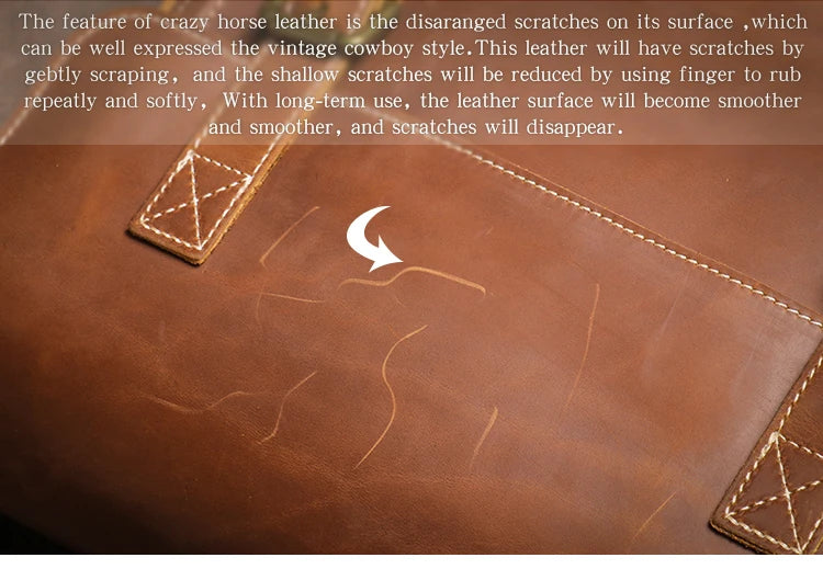Retro Crazy Horse Leather Messenger Bag Crossbody Satchel