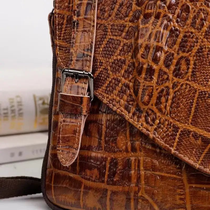 Alligator Crocodile Pattern Men’s Cow Leather Shoulder Bag