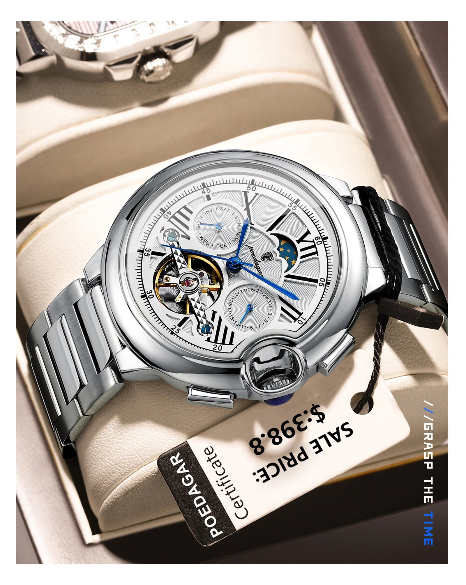 Luxury Men’s Automatic Tourbillon Watch – Waterproof & Stainless Steel