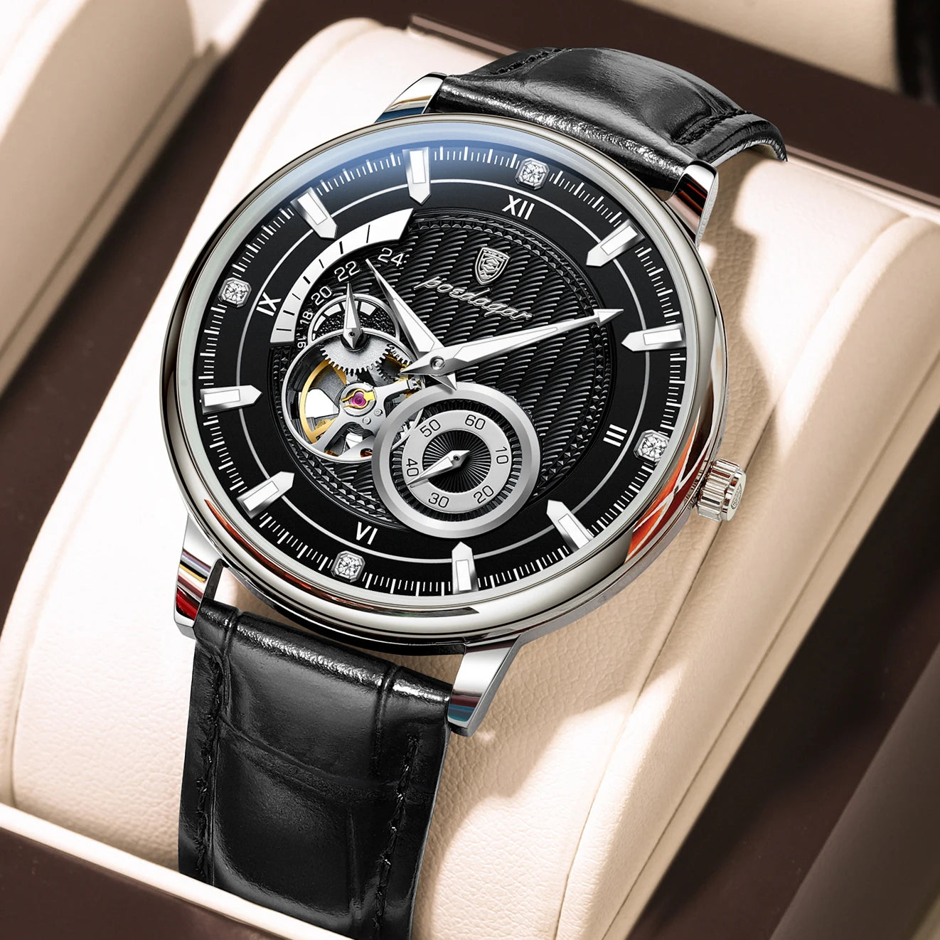 Luxury Tourbillon Men’s Watch – Automatic, Waterproof & Leather