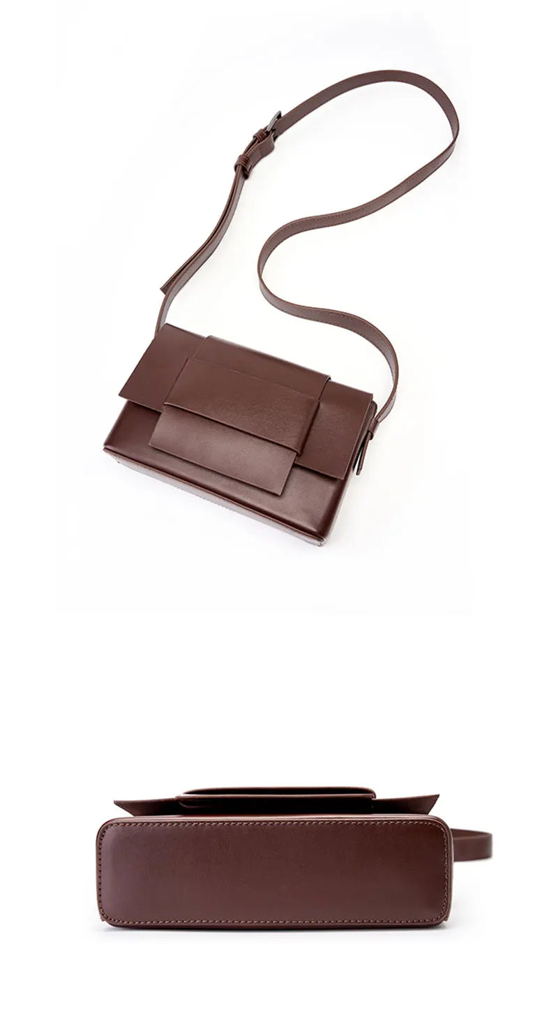 Soft Leather Crossbody Shoulder Bag – Woven Square Tofu Style, Fashionable