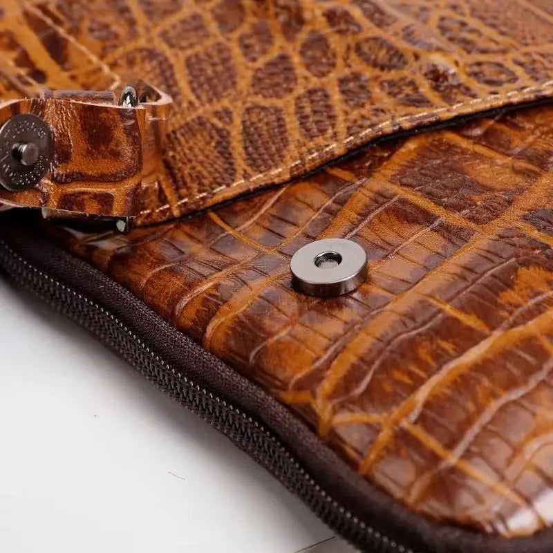 Alligator Crocodile Pattern Men’s Cow Leather Shoulder Bag