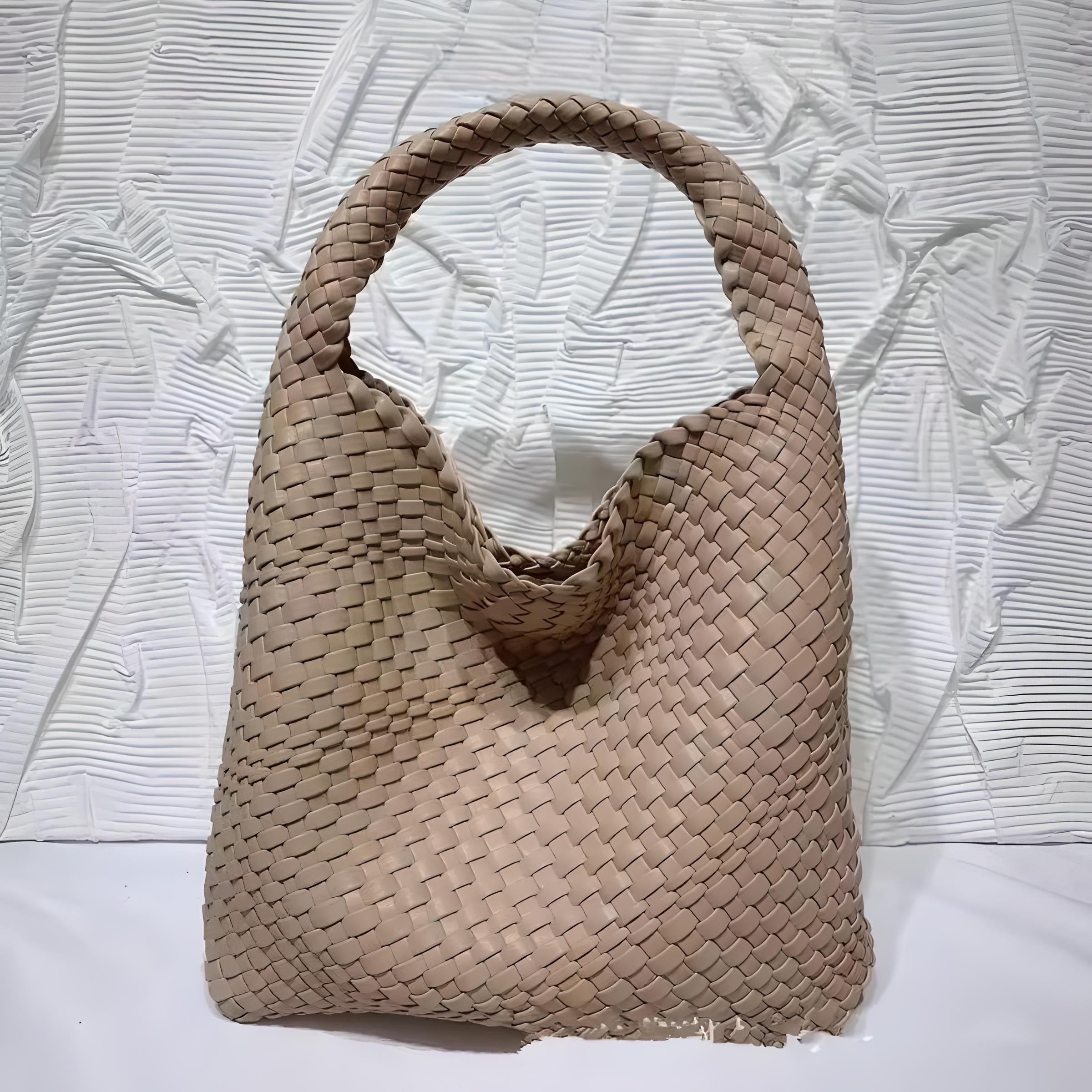 Soft PU Leather Woven Tote Handbag