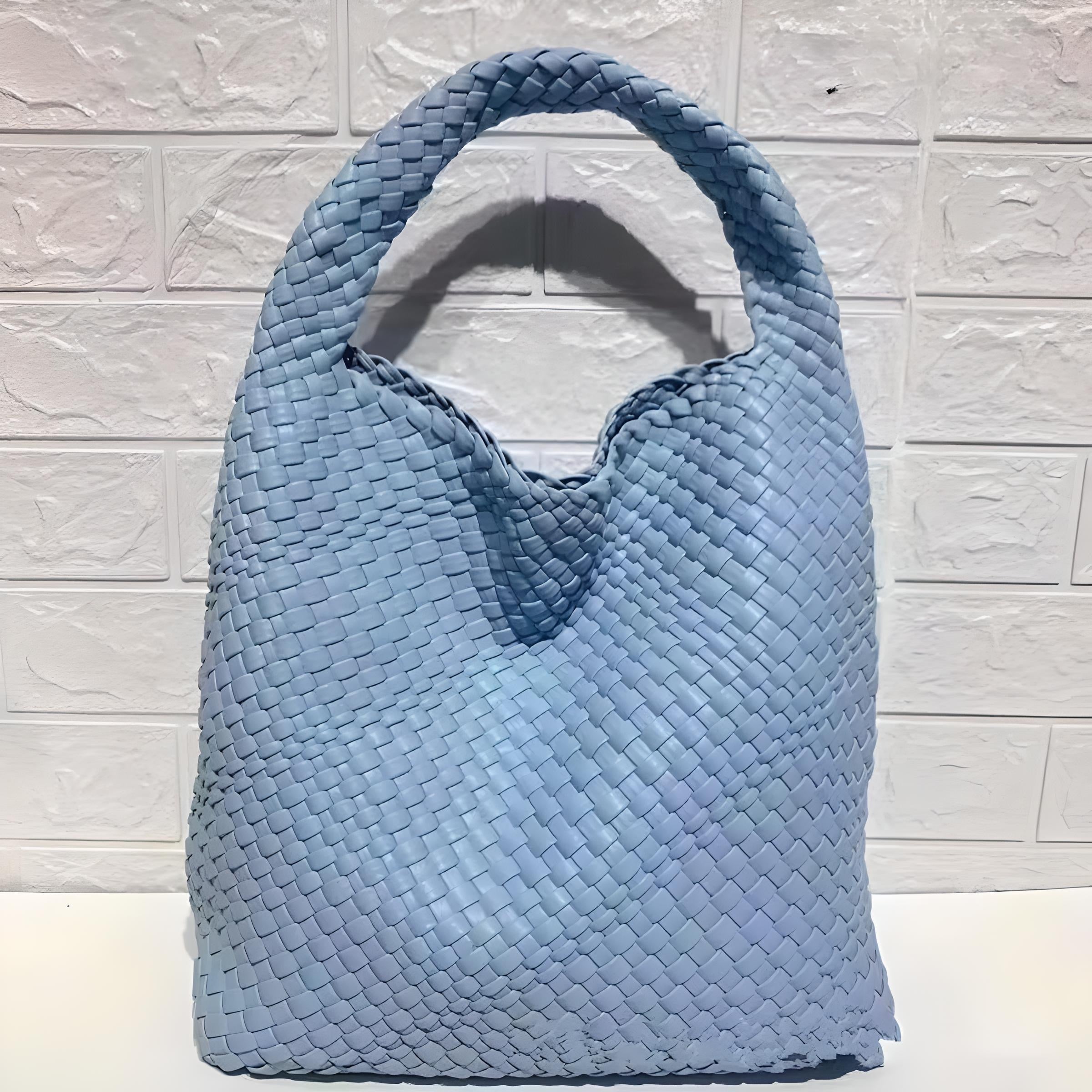 Soft PU Leather Woven Tote Handbag