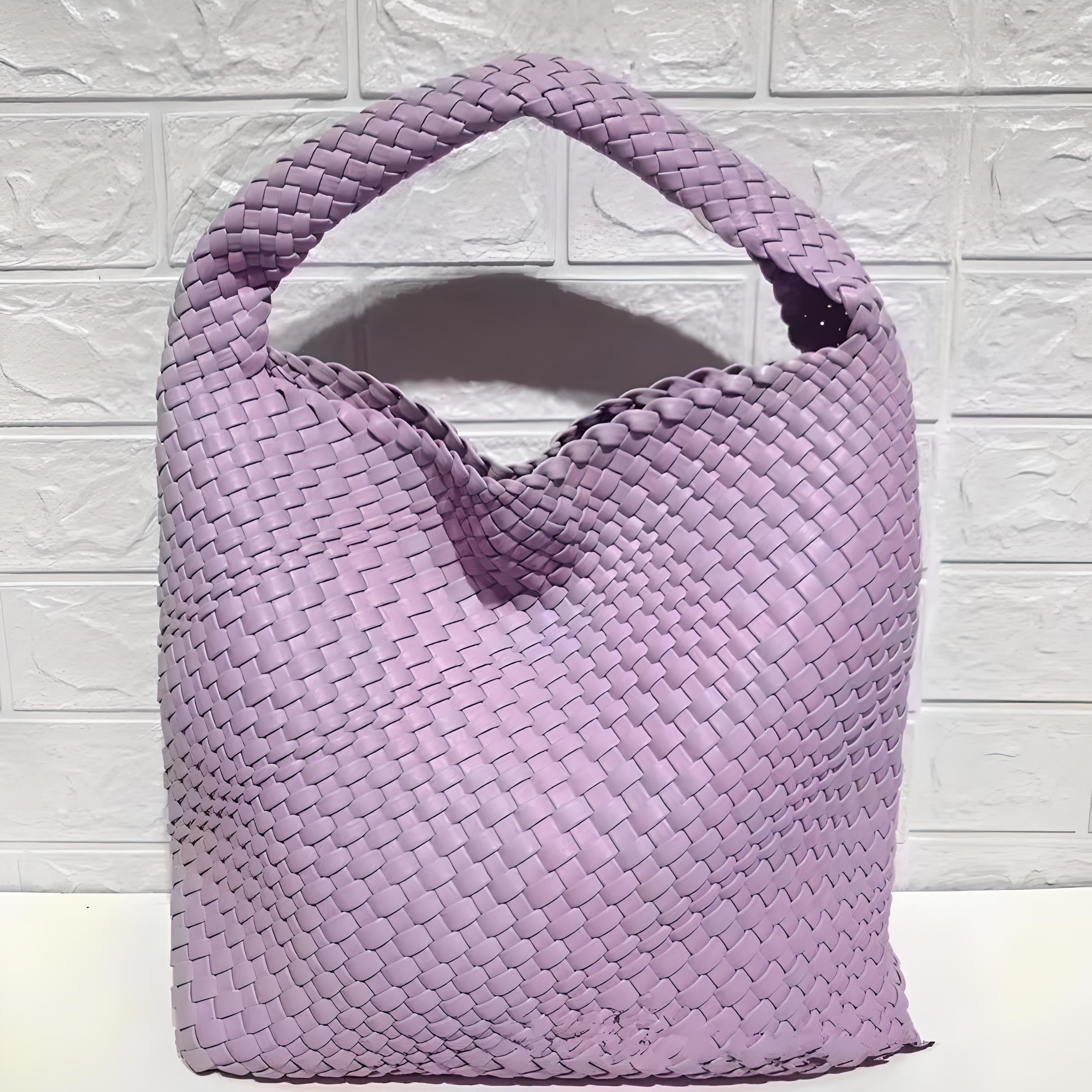 Soft PU Leather Woven Tote Handbag