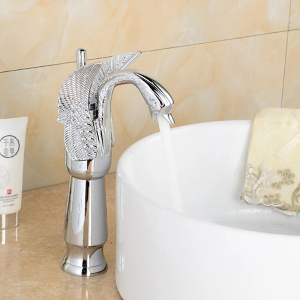 Golden Swan Brass Bathroom Faucet Mixer Tap for Sink Hot Cold Water - COOLCrown Store