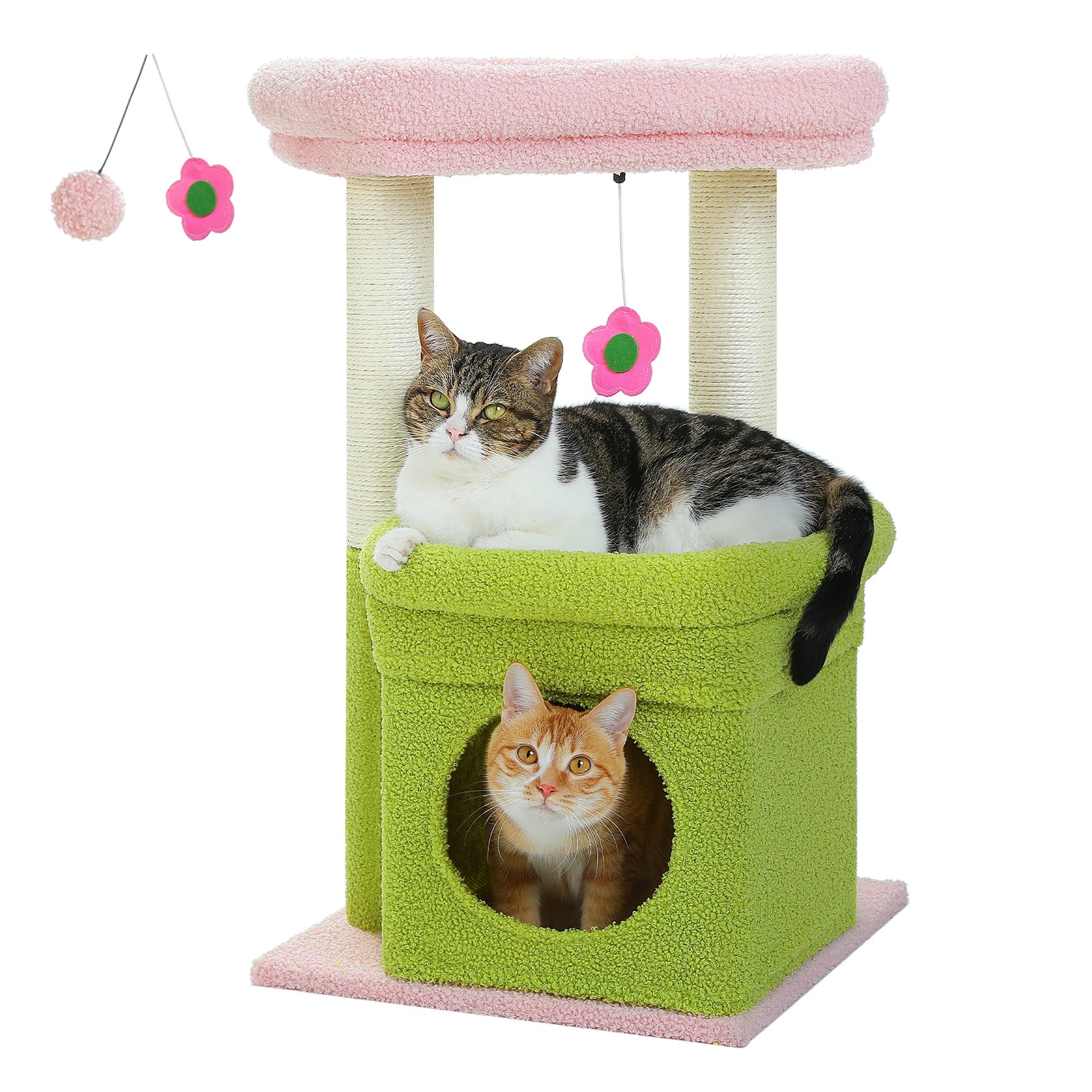 Cat Tree Tower with Condo, Sisal Scratching Posts & Pom-Pom for Cats - COOLCrown Store