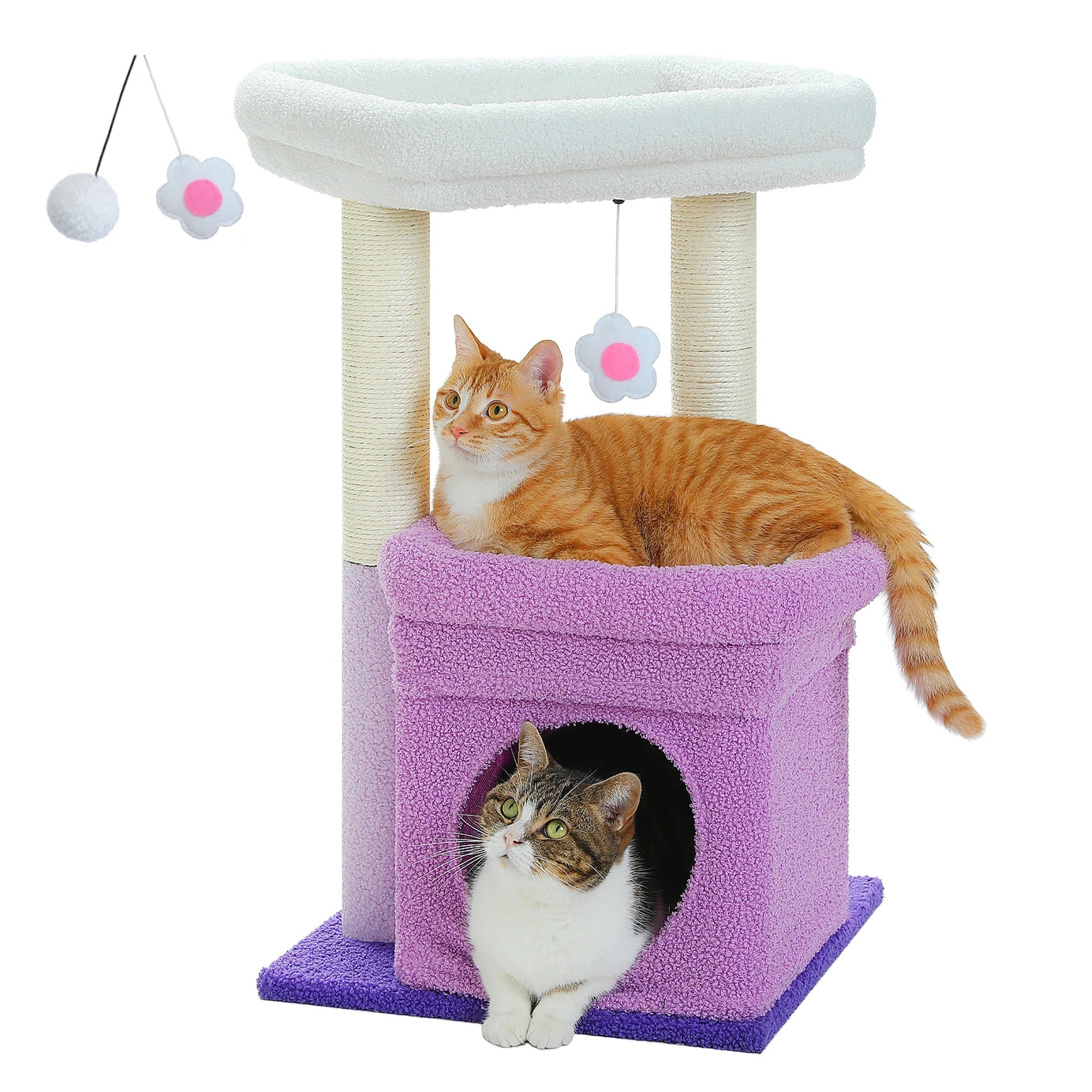 Cat Tree Tower with Condo, Sisal Scratching Posts & Pom-Pom for Cats - COOLCrown Store