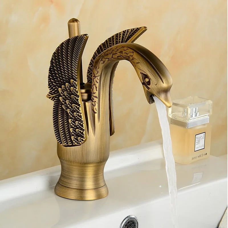 Golden Swan Brass Bathroom Faucet Mixer Tap for Sink Hot Cold Water - COOLCrown Store
