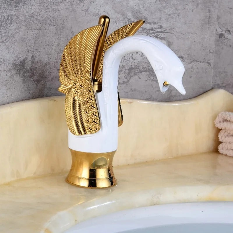 Golden Swan Brass Bathroom Faucet Mixer Tap for Sink Hot Cold Water - COOLCrown Store