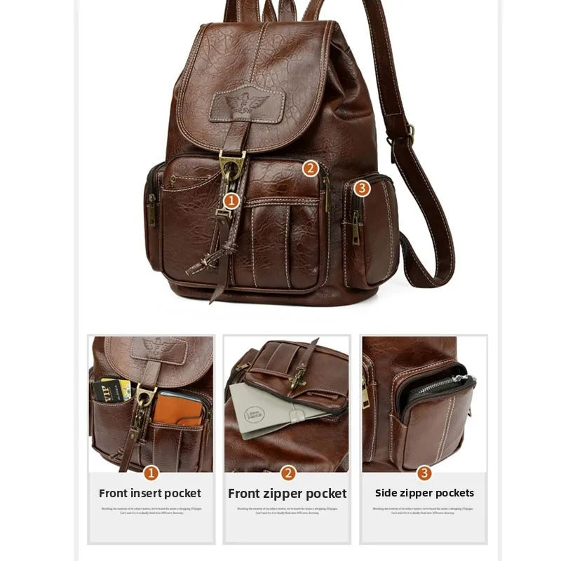 Waterproof Soft PU Leather Backpack - COOLCrown Store