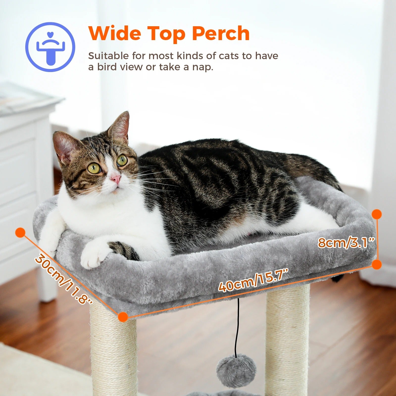 Cat Tree Tower with Condo, Sisal Scratching Posts & Pom-Pom for Cats - COOLCrown Store