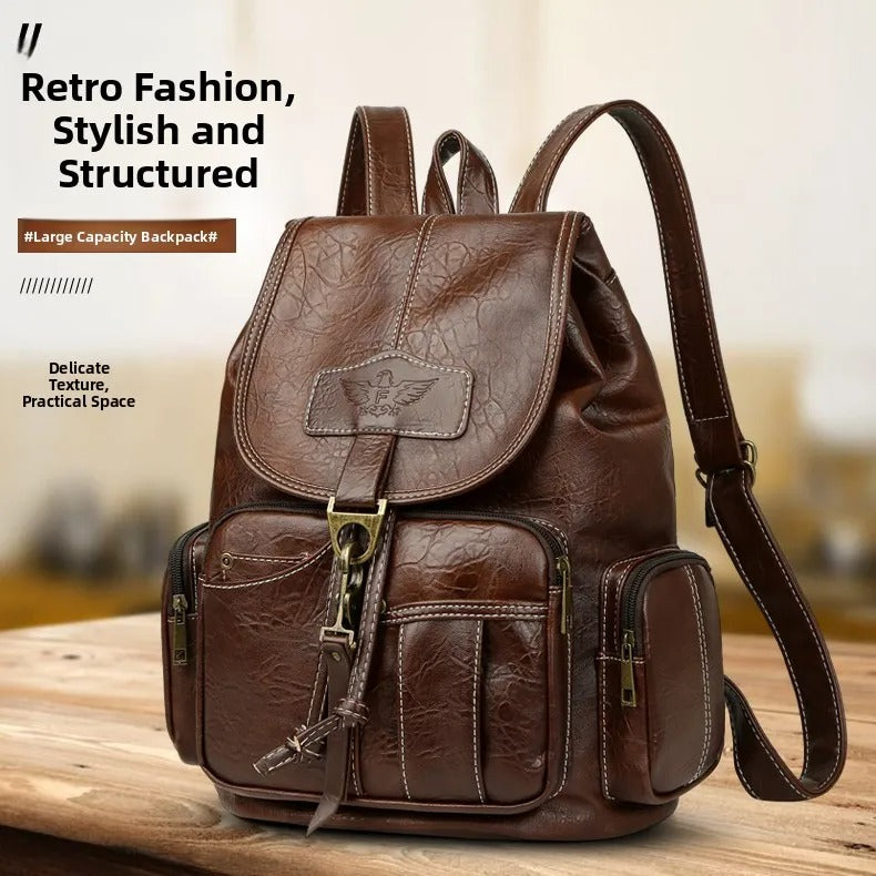 Waterproof Soft PU Leather Backpack - COOLCrown Store