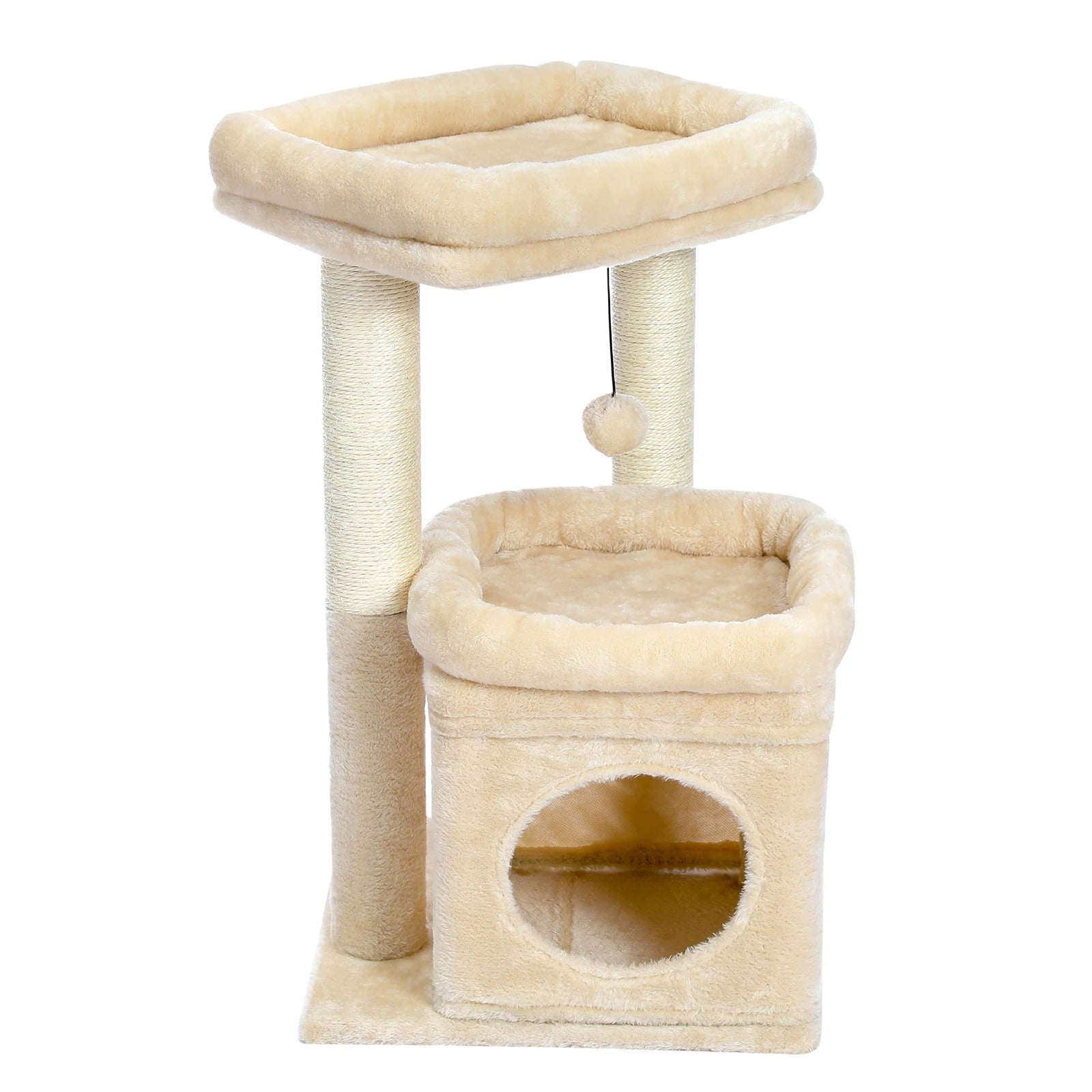 Cat Tree Tower with Condo, Sisal Scratching Posts & Pom-Pom for Cats - COOLCrown Store