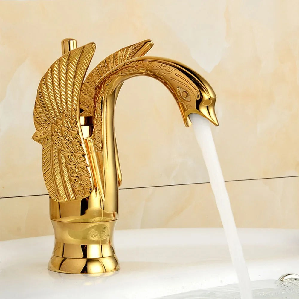Golden Swan Brass Bathroom Faucet Mixer Tap for Sink Hot Cold Water - COOLCrown Store
