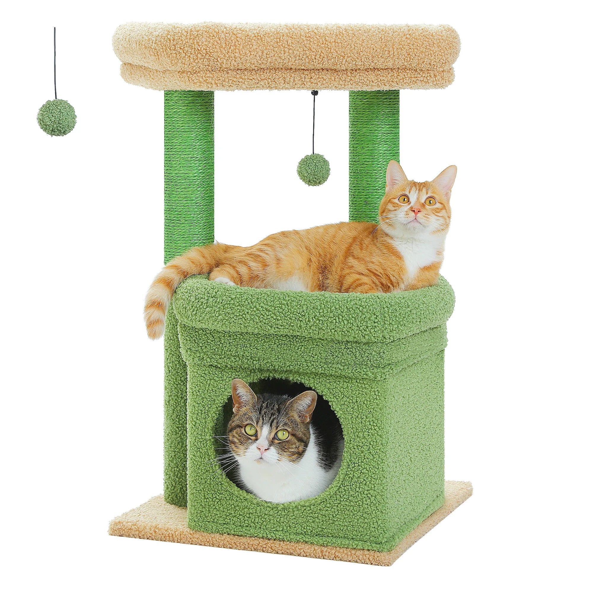 Cat Tree Tower with Condo, Sisal Scratching Posts & Pom-Pom for Cats - COOLCrown Store