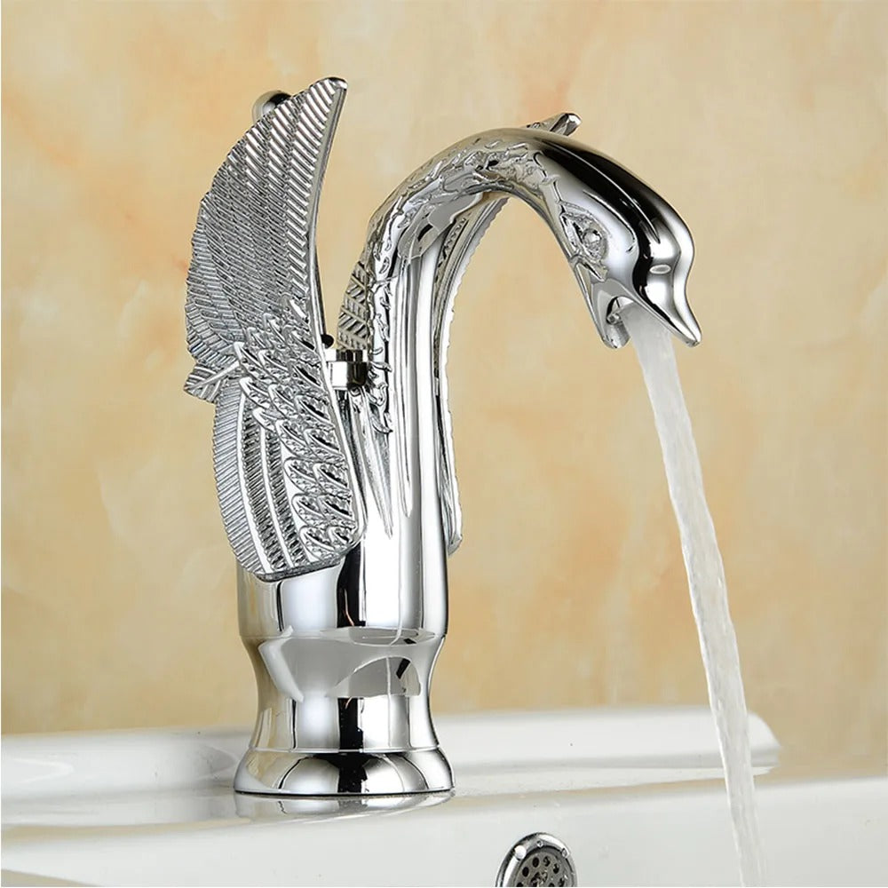 Golden Swan Brass Bathroom Faucet Mixer Tap for Sink Hot Cold Water - COOLCrown Store