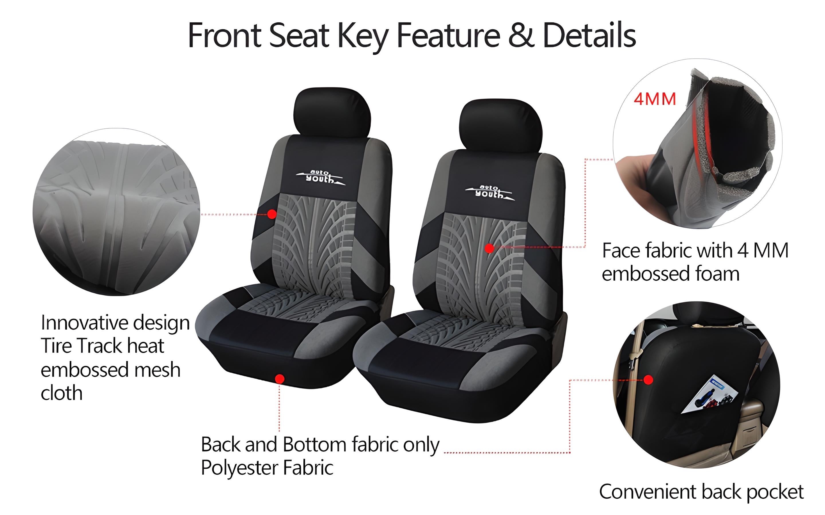 Embroidery Car Seat Covers Set Universal Fit - COOLCrown Store