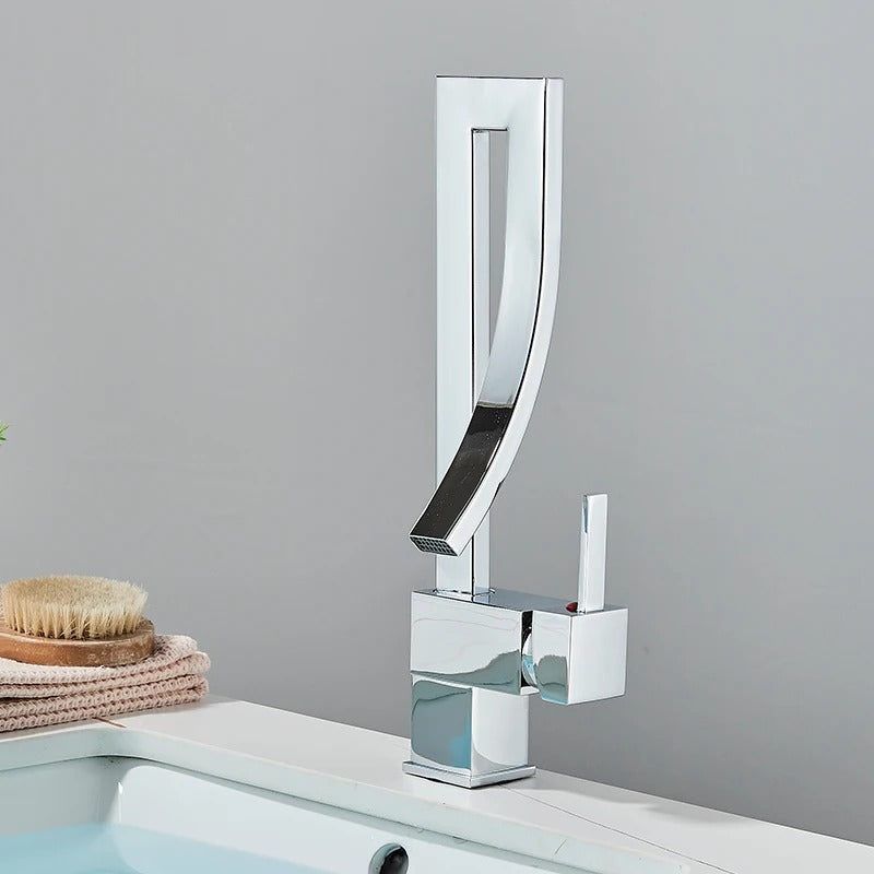 Chrome Brass Basin Faucet – Single Handle Waterfall Bathroom Mixer Tap - COOLCrown Store