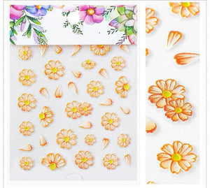 3D Embossed Flower Leaf Nail Sticker Decals - COOLCrown Store