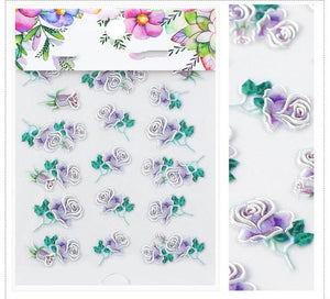 3D Embossed Flower Leaf Nail Sticker Decals - COOLCrown Store