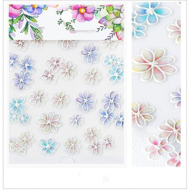 3D Embossed Flower Leaf Nail Sticker Decals - COOLCrown Store