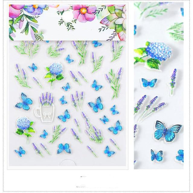 3D Embossed Flower Leaf Nail Sticker Decals - COOLCrown Store