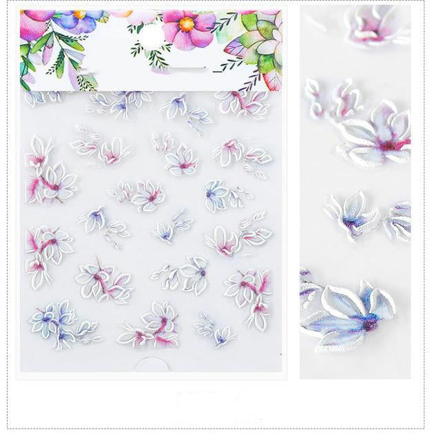 3D Embossed Flower Leaf Nail Sticker Decals - COOLCrown Store