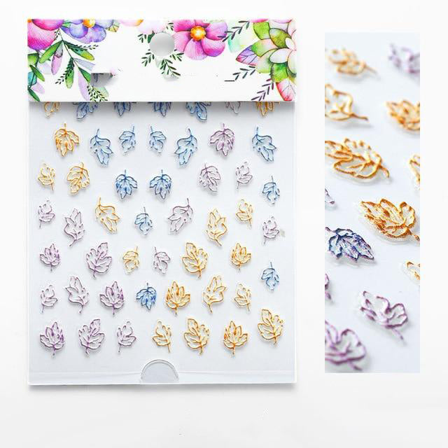 3D Embossed Flower Leaf Nail Sticker Decals - COOLCrown Store