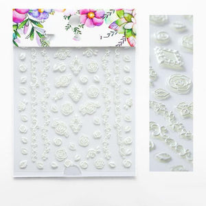 3D Embossed Flower Leaf Nail Sticker Decals - COOLCrown Store