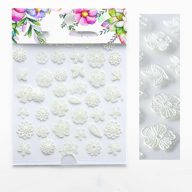 3D Embossed Flower Leaf Nail Sticker Decals - COOLCrown Store