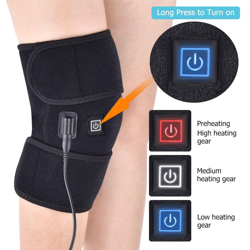 Knee Brace Support Wrap Massager Infrared Heating Hot Therapy Arthritis Cramps Pain Relief Injury Recovery Knee Rehabilitation - COOLCrown Store