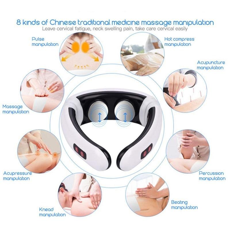 Electric Pulse Back and Neck Massager Far Infrared Heating Pain Relief Tool - COOLCrown Store