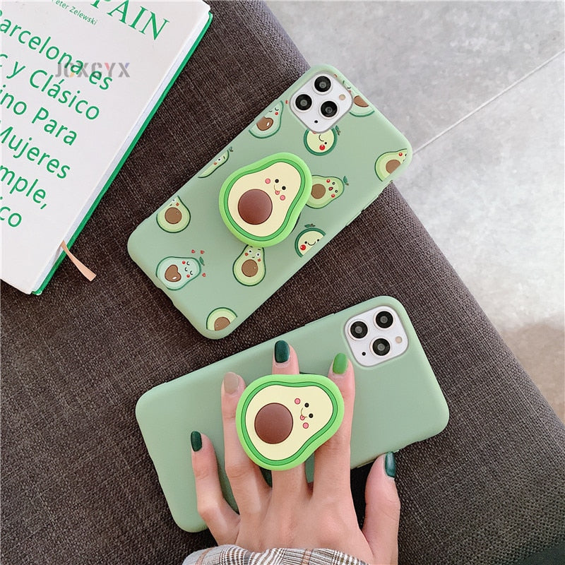 3D Luxury Cute Cartoon Fruit Avocado Soft Silicone Phone Case for Iphone - COOLCrown Store