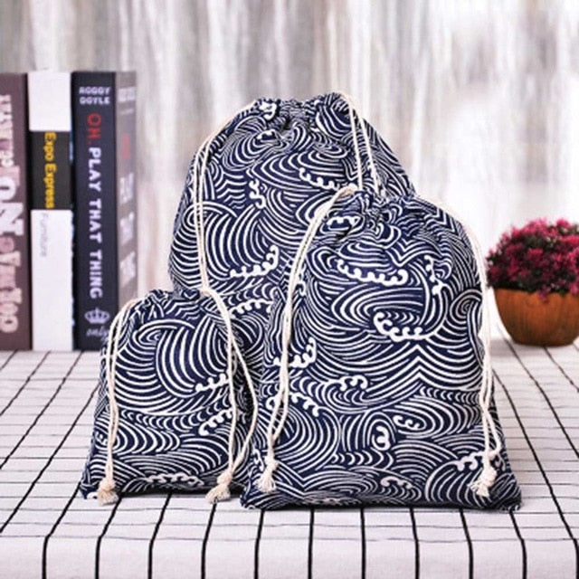 3pc Casual Women Cotton Drawstring Shopping Underwear Pouch Bag - COOLCrown Store