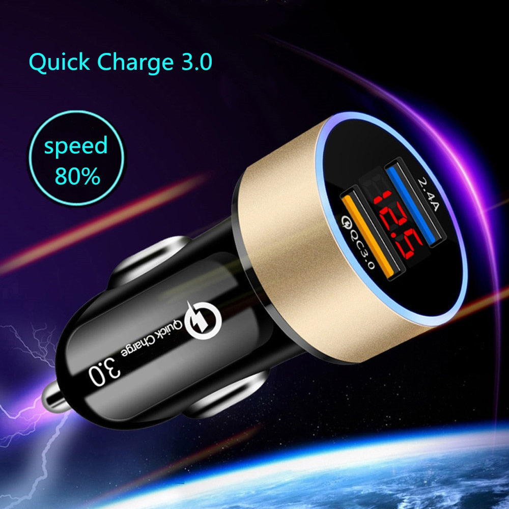 Dual USB Car Charger for iPhone Quick Charge 3.0 Fast Charging - COOLCrown Store