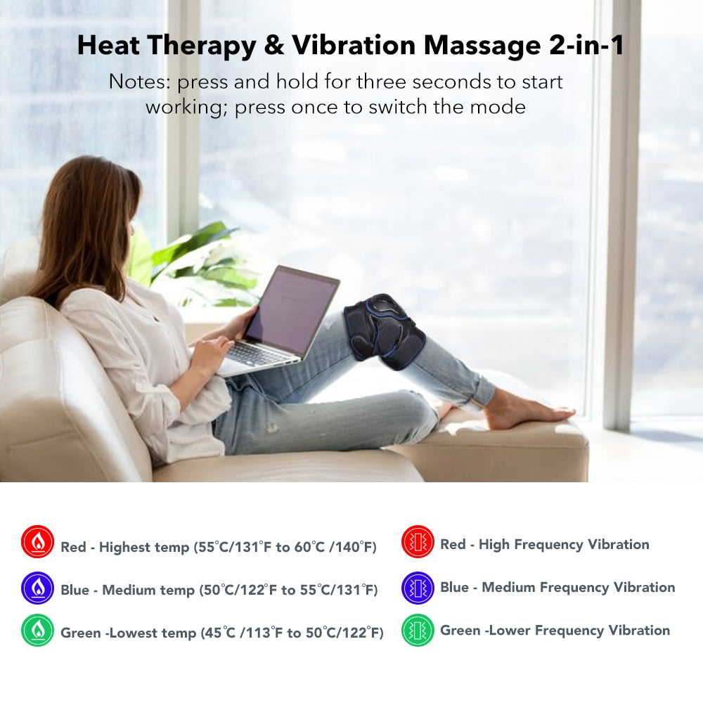 Knee Brace Support Wrap Massager Infrared Heating Hot Therapy Arthritis Cramps Pain Relief Injury Recovery Knee Rehabilitation - COOLCrown Store