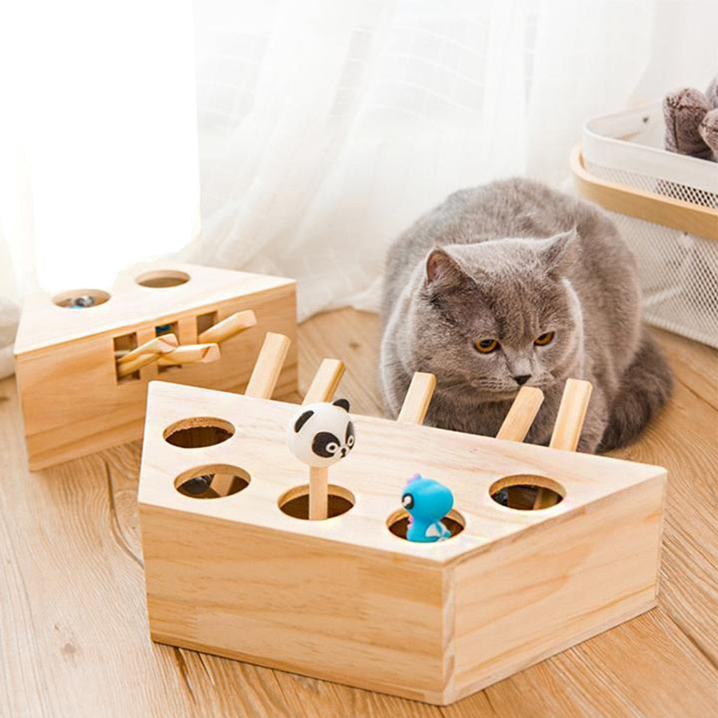 Cat Hunt Wooden Mouse Toy - COOLCrown Store