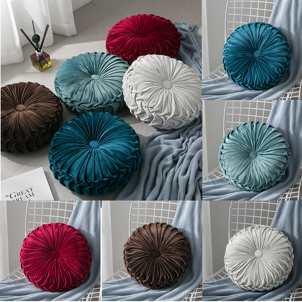 Velvet Pleated Round Floor Cushion Pillow - COOLCrown Store